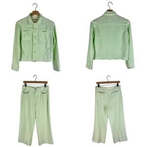 L’agence celine linen button front jacket and pant set